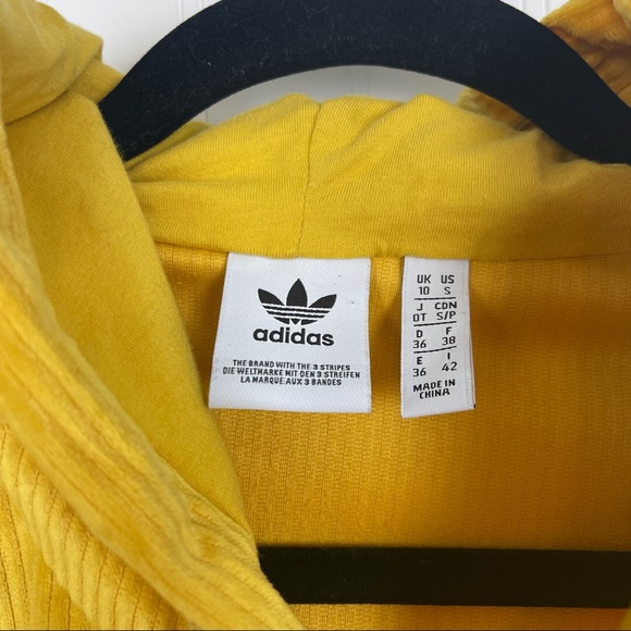 ADIDAS Cropped Yellow Corduory Stripe Hoodie - Picture 5 of 6